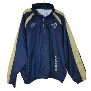 Reebok St. Louis Rams‎ Windbreaker Football Lightweight Full Zip Nylon Navy Blue